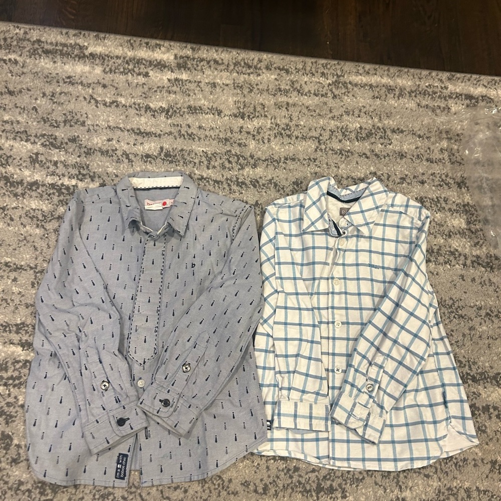 Boboli Lot of 2 Boys Button Down Shirts Size 6 Designed in Barcelona